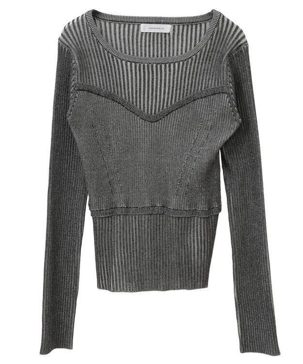 Green Parks ・ＡＮＤＳＥＡＲＣＨ　リブフェイクレイヤードニット Charcoal Gray