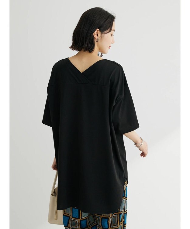 Green Parks 接触冷感バックカシュクールチュニック Black