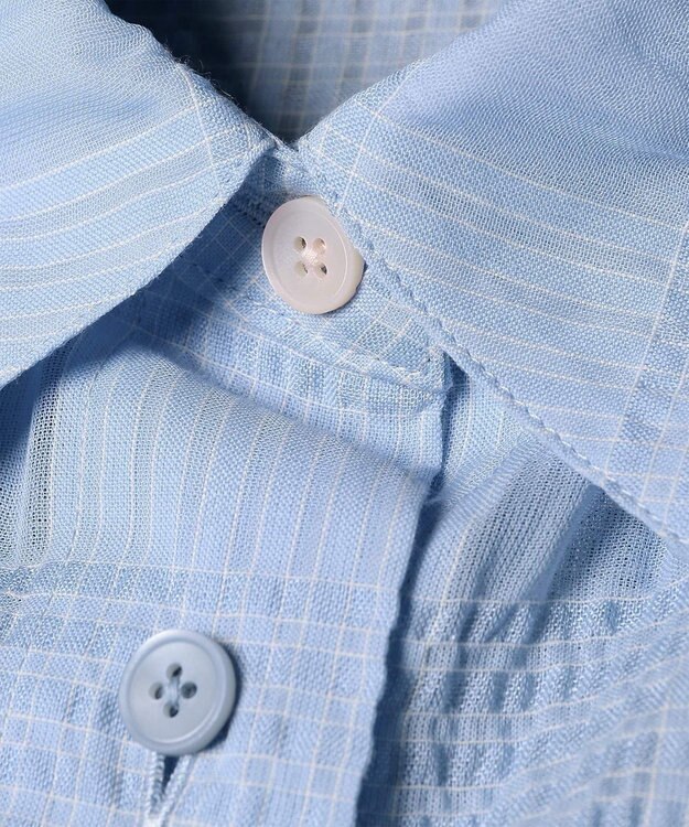 Paul Smith ワッシャーチェック シアー 長袖 シャツ ライトブルー