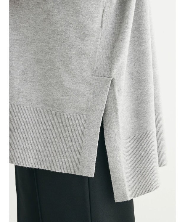 Green Parks もちやわ　タートルニットチュニック Light Gray Mixture