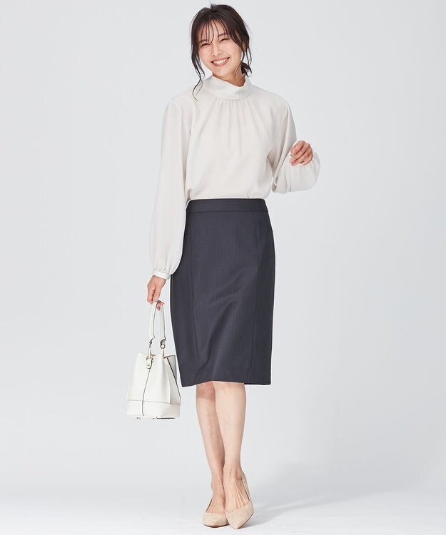 23区 L リボンディテール ギャザー ブラウス ベージュ