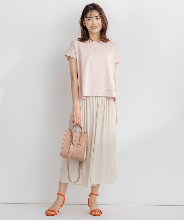 組曲 【ウエストゴム・WEB限定】シアープリーツライクシフォン パンツ ベージュ系