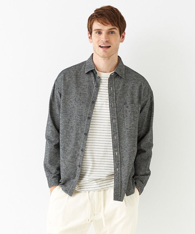JOSEPH ABBOUD MOUNTAIN 【SPACE／UNISEX】OGスラブシャンブレー シャツ グレー系