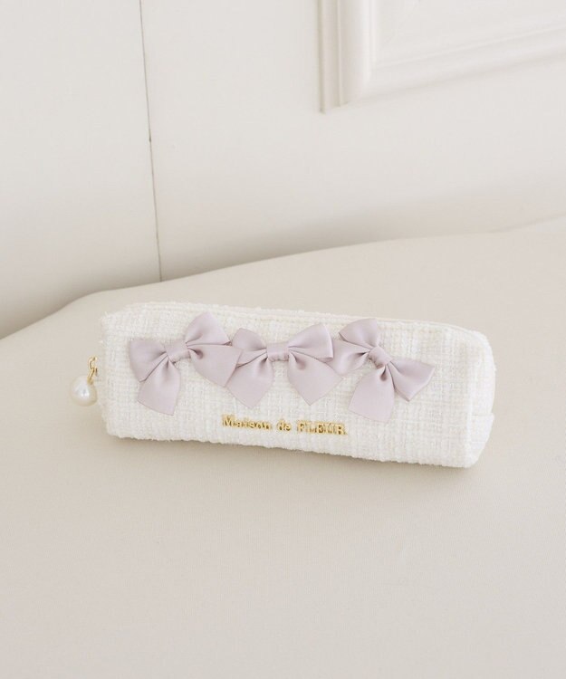 Maison de FLEUR ツイードリボンロングポーチ Ivory