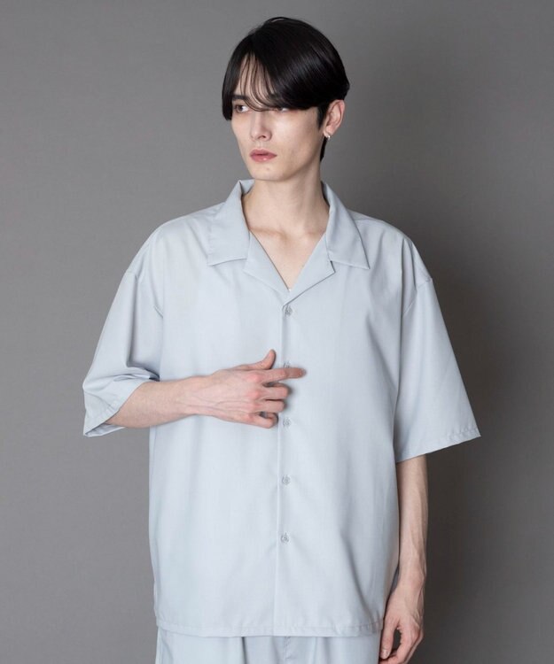 WEGO 【セットアップ対応】TRオープンカラーシャツ（SS） ライトグレー