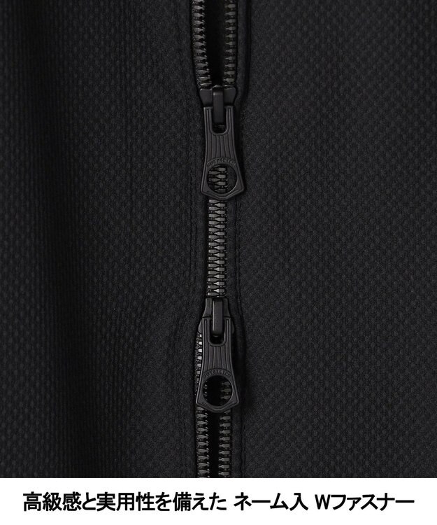 GOTAIRIKU 仕事で着られる【シワになりにくい/洗える/ストレッチ/吸水速乾】バブルテック フーデッドブルゾン ブラック系