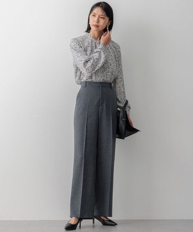 23区 S 【セットアップ対応/洗える】ウールライクカルゼ ワイド パンツ グレー系