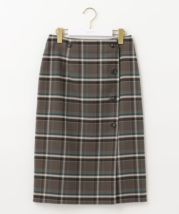 ANY SIS 【美人百花10月号掲載】2WAYリバーシブルラップ スカート ブラウンチェック×キャメル