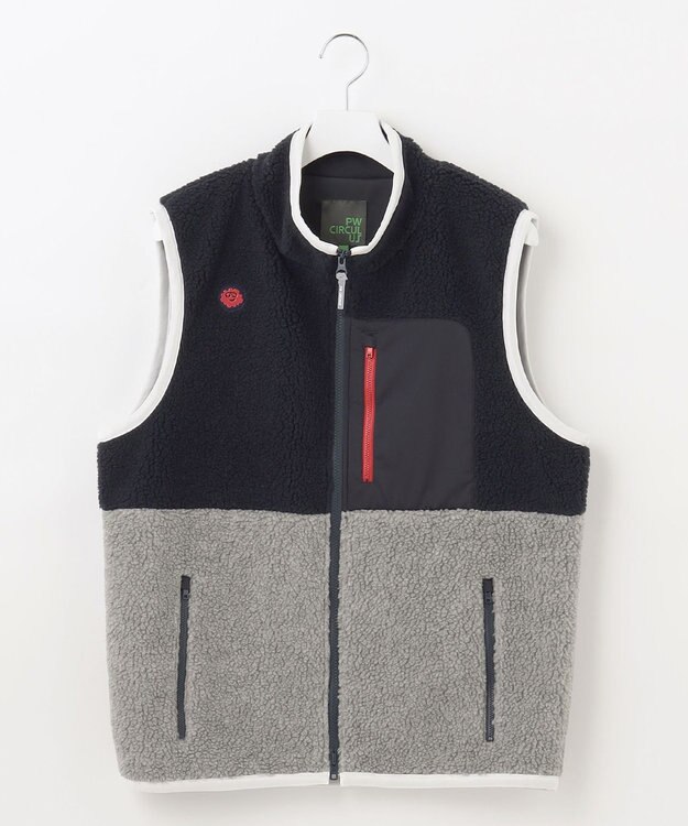 PW CIRCULUS 【MEN】【撥水/防風】ボア ジップアップ ベスト ネイビー系