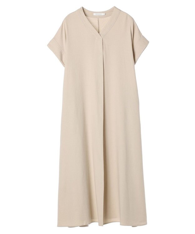 AMERICAN HOLIC 接触冷感Ｖネックリネンブレンドワンピース Gray Beige