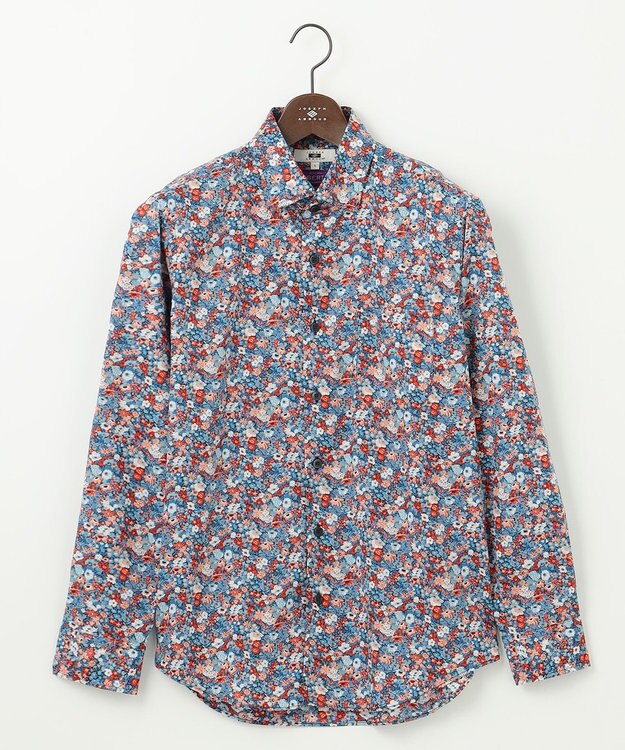JOSEPH ABBOUD 【洗える】リバティプリント シャツ ネイビー系5