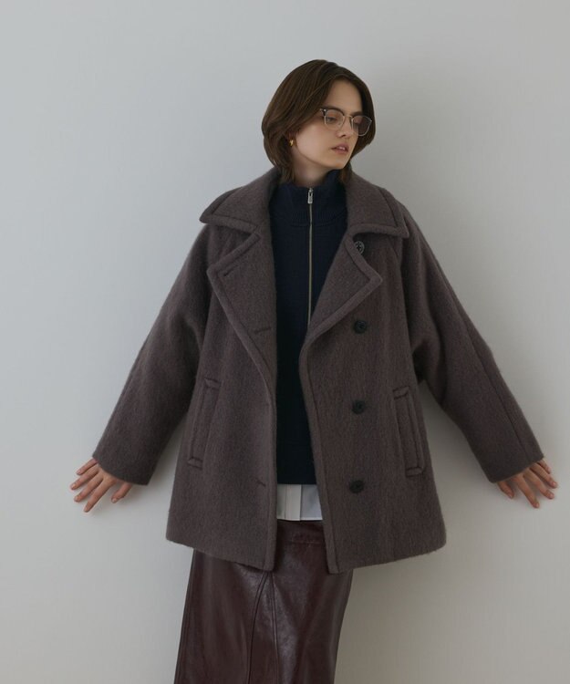 GRACE CONTINENTAL シャギ－ハ－フコ－ト チャコール