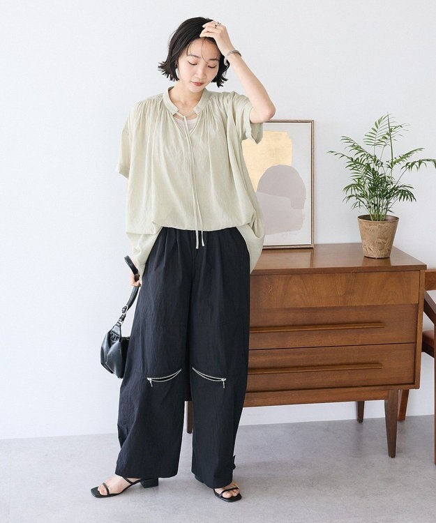 CRAFT STANDARD BOUTIQUE ヴィンテージボイルタイ付ブラウス Khaki