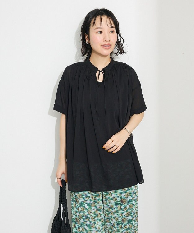 CRAFT STANDARD BOUTIQUE ヴィンテージボイルタイ付ブラウス Black