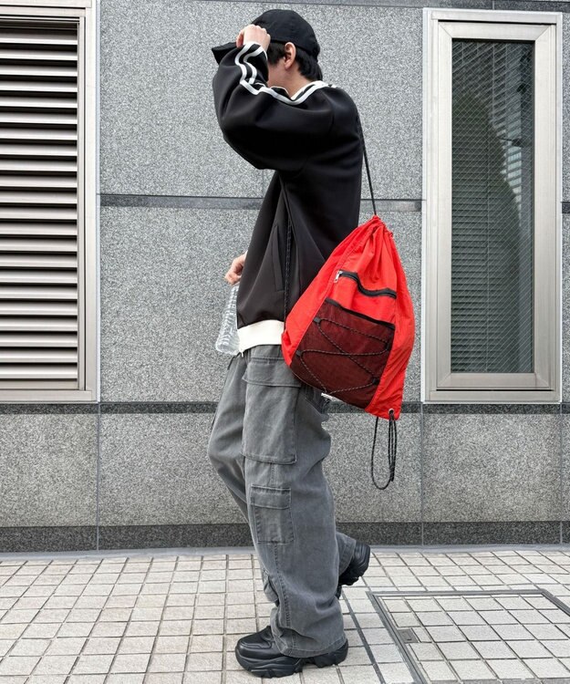 WEGO 【ユニセックス着用ITEM】コードデザインナップサック レッド