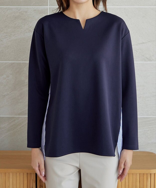 Tiaclasse 【洗える】バックフレアダイバープルオーバー ネイビー