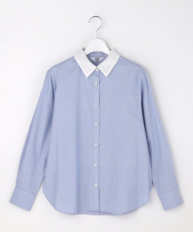 J.PRESS LADIES L 【WEB限定カラーあり・2way】エステネージュ TYPEWRITER STRIPE シャツ サックスストライプ系