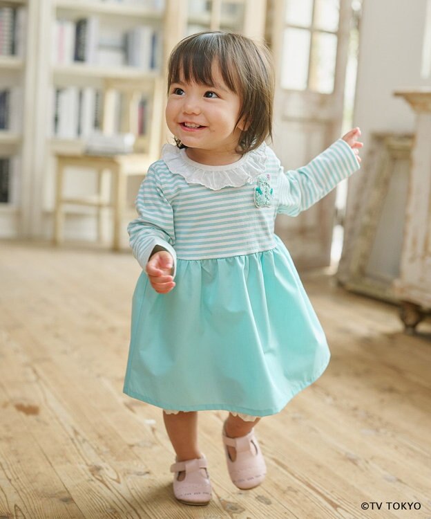組曲 KIDS 【80-100㎝】シナぷしゅレースカラー チュニック ミントグリーン