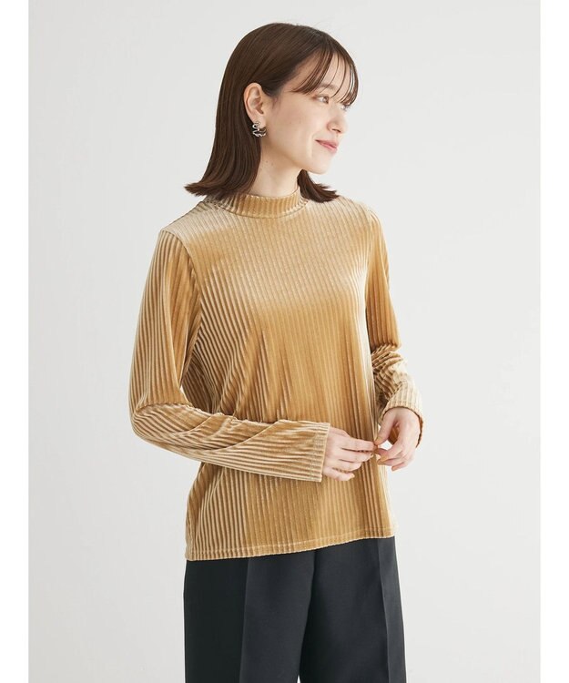 Green Parks ・ＳＵＧＡＲ　ＳＰＯＯＮ　ベロアストライプハイネック Beige