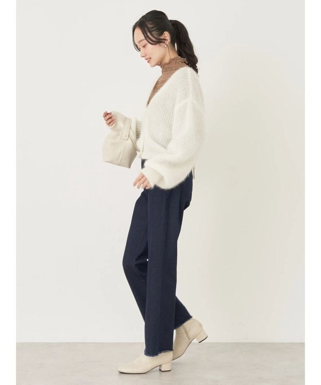 earth music&ecology ジャガードシャーリングシアートップス Mocha