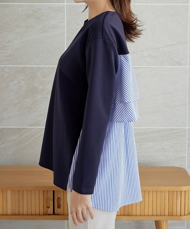 Tiaclasse 【洗える】バックフレアダイバープルオーバー ネイビー