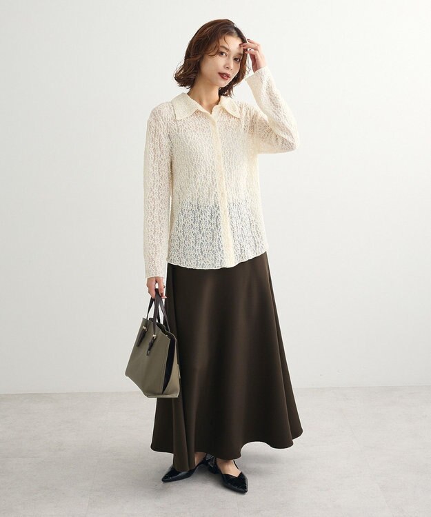 Green Parks カットレースシャツプルオーバー Ivory