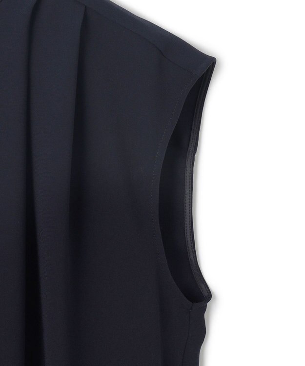 BEIGE， 【洗える】FLEUR / フロントドレープノースリーブドレス Navy