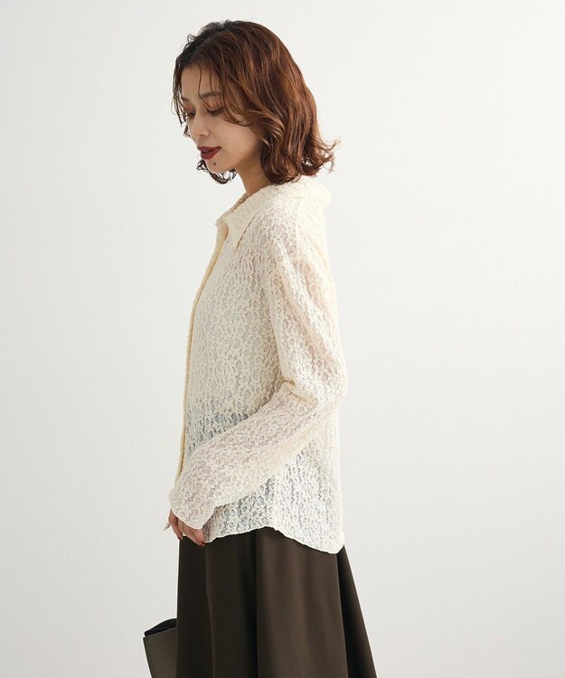 Green Parks カットレースシャツプルオーバー Ivory