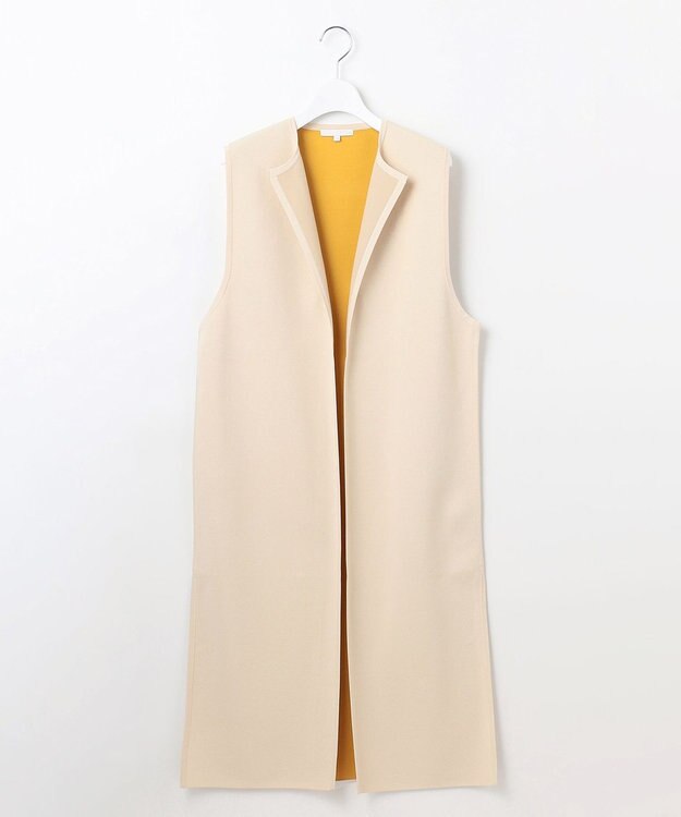 自由区 【WEB限定カラーあり・洗える】クレープストレッチニット ジレ シャンパンベージュ×マスタード