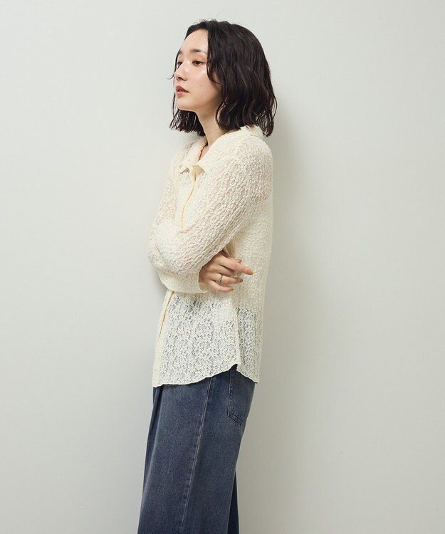 Green Parks カットレースシャツプルオーバー Ivory