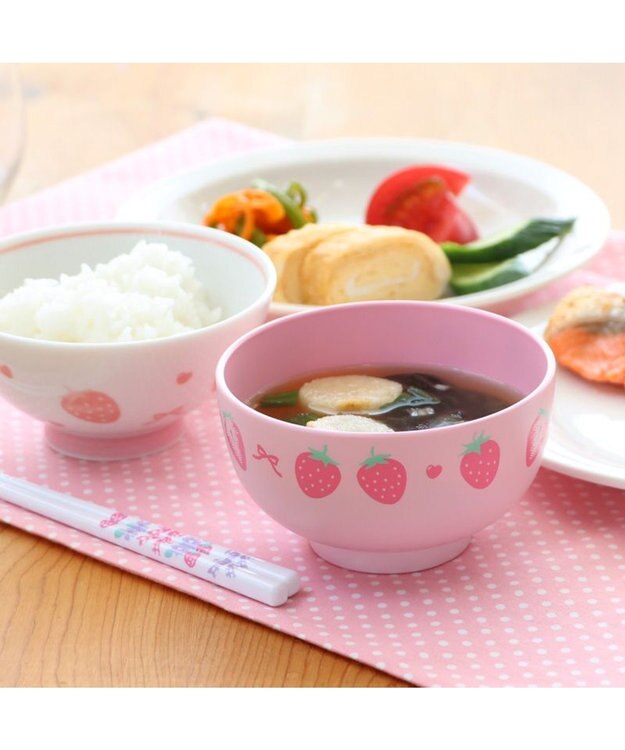 Mother garden マザーガーデン 野いちご 汁椀 お味噌汁椀 ピンク（淡）