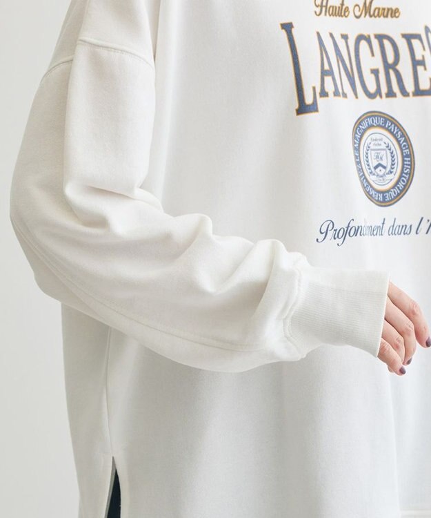 Green Parks 裏毛エンブレムパーカーチュニック Off White