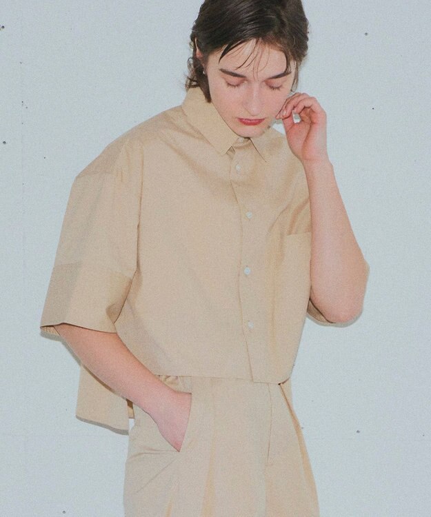 NAVE 【ReNAVE・セットアップ可/洗える/接触冷感/UVケア】コットンポリブロード クロップドシャツ ベージュ系