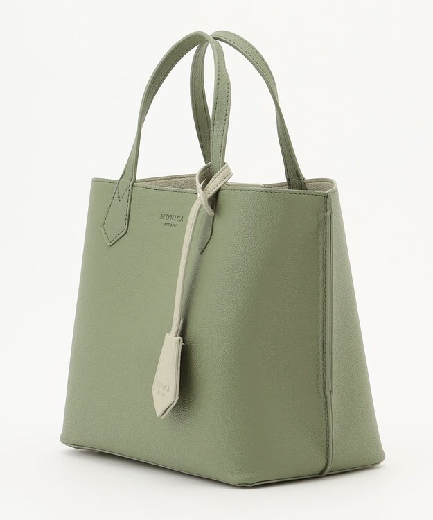 LA BAGAGERIE 【MONICA】バイカラーミディトートバッグ グリーン