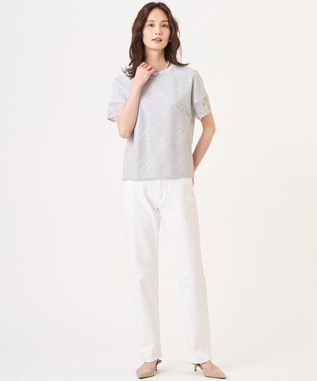 J.PRESS LADIES 【洗える】BASIC STRETCH DENIM ボーイフィット デニム ホワイト系