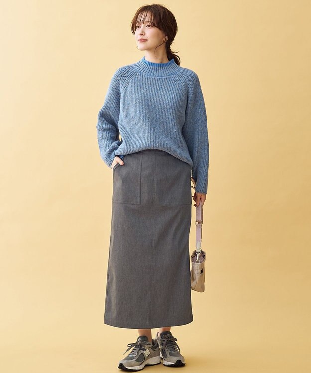 ANY L 【5色展開】バイカラーMIXニット ブルーMIX