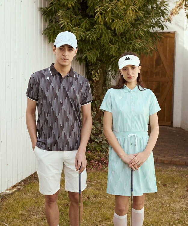 FILA GOLF／marie claire 【Kappa】柄半袖ポロシャツ ブラック