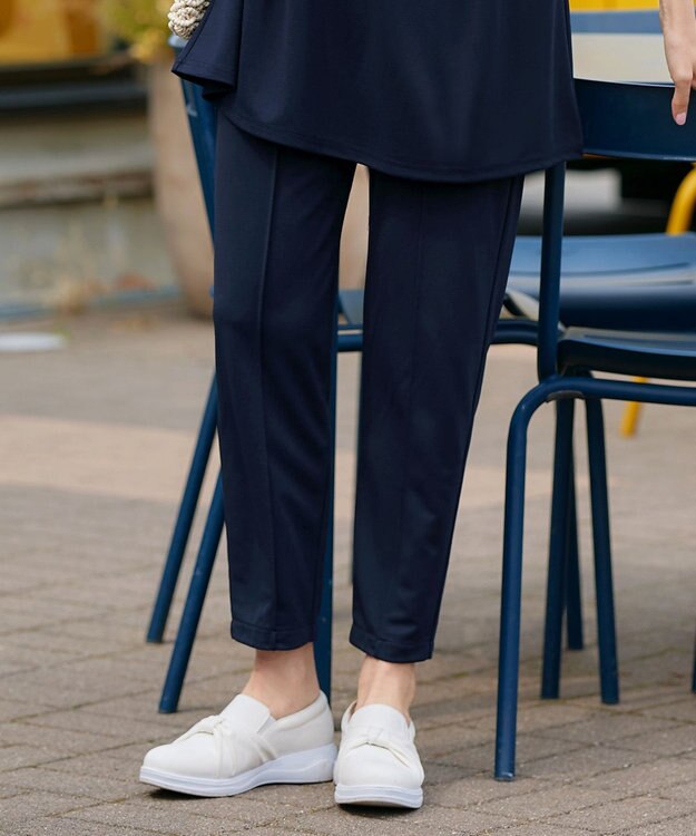 Tiaclasse 【洗える・接触冷感・紫外線ケア・サラごこち】選べるパンツ(テーパード/ワイド） ネイビー：テーパード