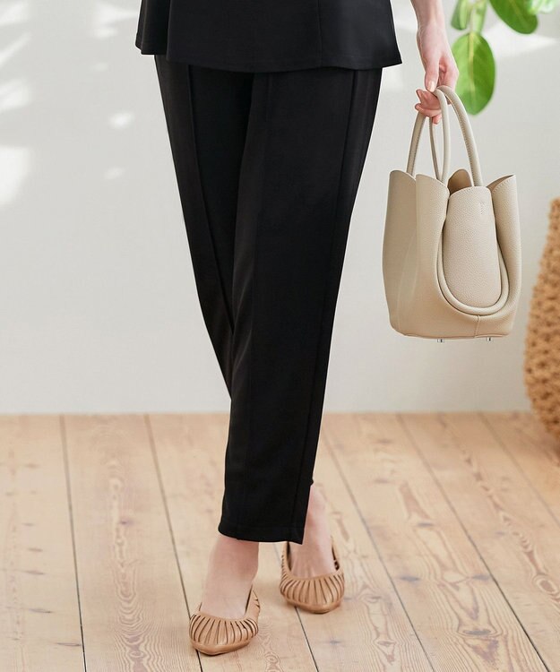 Tiaclasse 【洗える・接触冷感・紫外線ケア・サラごこち】選べるパンツ(テーパード/ワイド） ブラック：テーパード