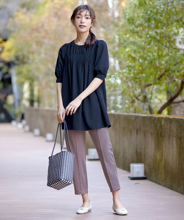 Tiaclasse 【洗える・接触冷感・紫外線ケア・サラごこち】選べるパンツ(テーパード/ワイド） ピンクモカ：ワイド