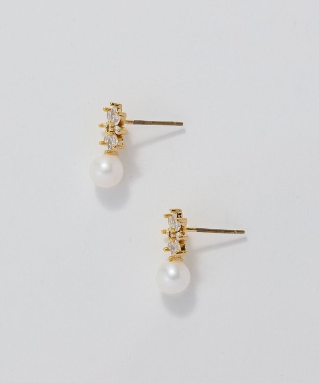 Phoebe クリスタルペタルパールピアス ゴールド