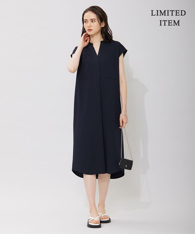 ICB 【WEB限定・洗える】ストレッチアムンゼン ワンピース ネイビー系