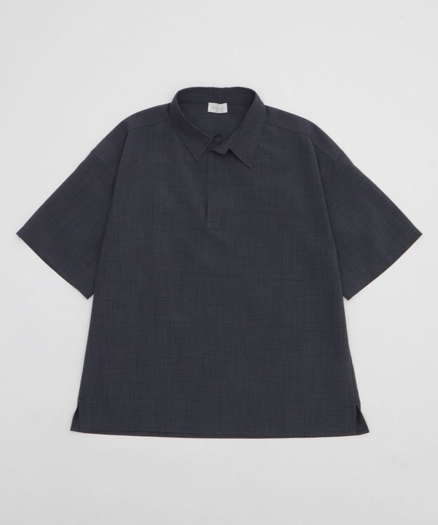 WEGO リネンライクスキッパーシャツ（SS） ブラック中濃色