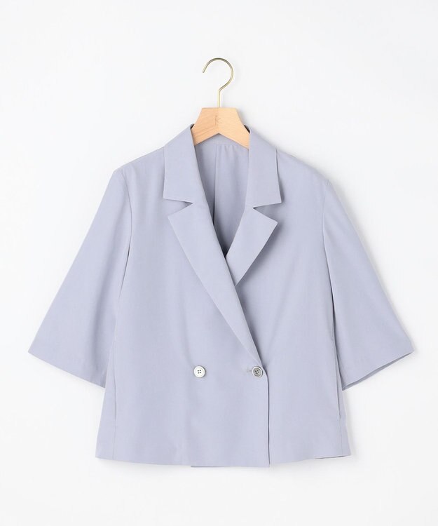 組曲 【先行予約】スムースクロス 6分袖ジャケット ブルーグレー系