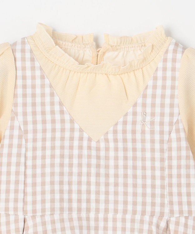 組曲 KIDS 【100㎝】ギンガムドッキング  ワンピース ベージュ系3