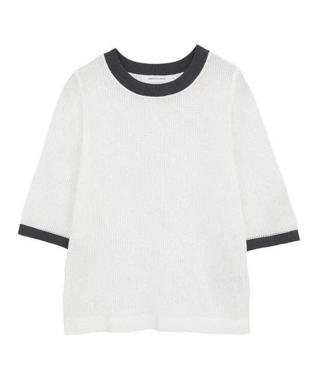 AMERICAN HOLIC メッシュニットリンガーＴシャツ Ivory