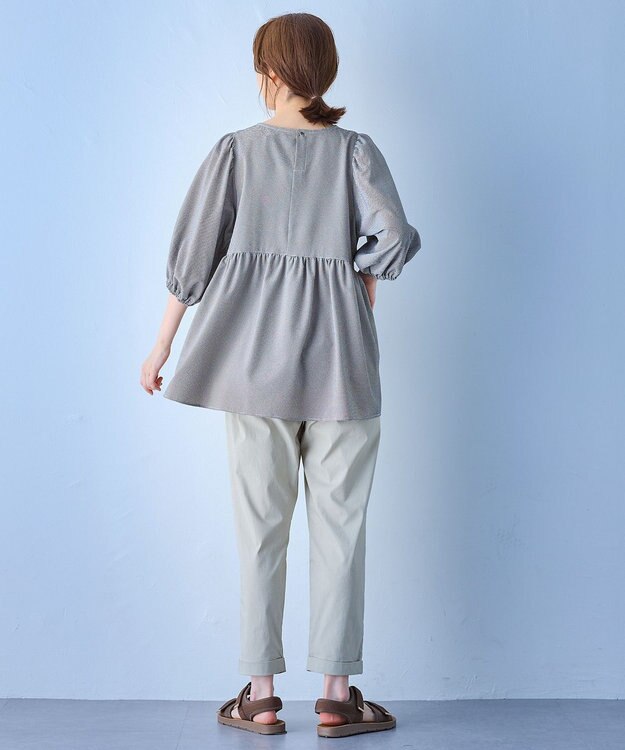 ANY 【WEB限定/洗濯機可】サッカーギャザーペプラムブラウス ギンガム