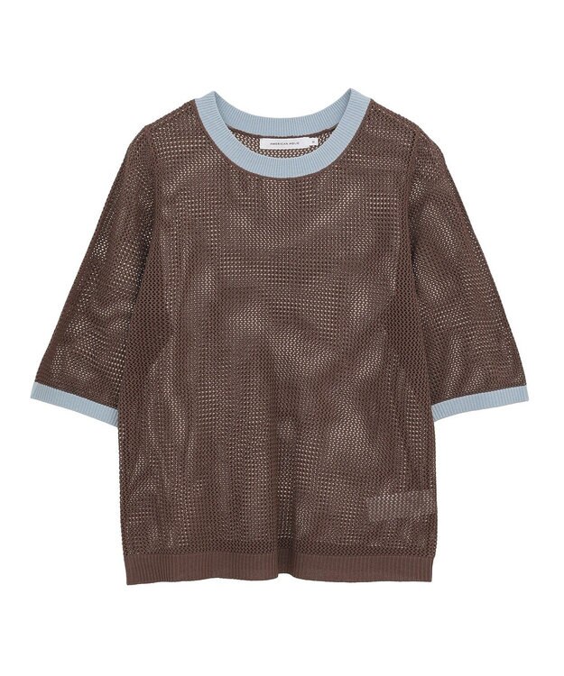 AMERICAN HOLIC メッシュニットリンガーＴシャツ Brown