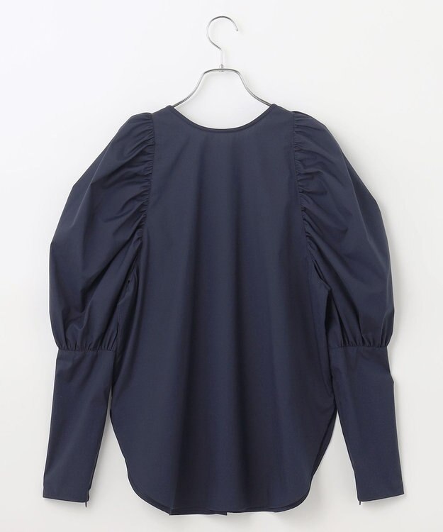 #Newans 【アイロンいらず】ジュリエットスリーブブラウス ネイビー
