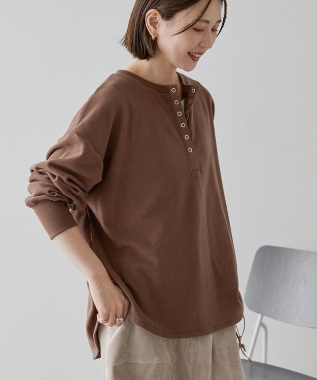 AMERICAN HOLIC ソフトタッチヘンリーネックプルオーバー Brown